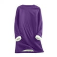thumbnail image 6 of Purple Plus Size Blouses for Women, Long Sleeve Juniors Tops, Polyester Lightweight Button Down Shirt Women, Women Casaul Thick Fleece Sweatshirt Winter Velvet Warm O-neck Underwear Top, 6 of 7