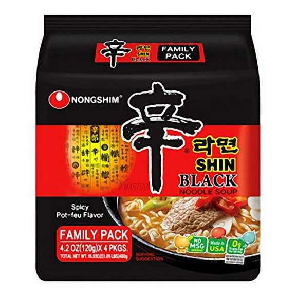 NineChef Bundle - NongShim Shin Black Noodle Soup Spicy (4 pack per bag)  1 NineChef ChopStick