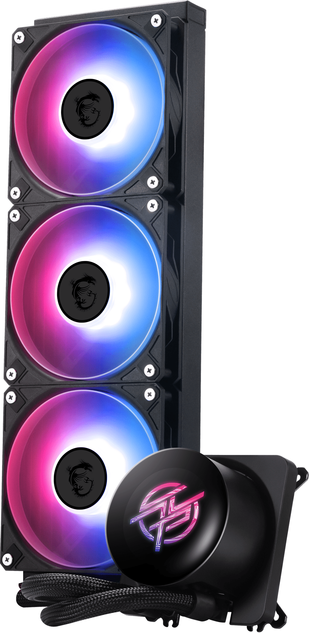 MSI MPG CORELIQUID P13 360 WMT ARGB Liquid CPU Cooler - 360mm AIO, 2.1" LCD screen, UNI Bracket, Intel AMD (LGA 1700/1851/AM4/AM5), Pre-installed Fans - Black