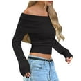 thumbnail image 2 of TMOYZQ Women's Spring Off Shoulder Sweaters Long Sleeve Ribbed Knit Fitted Pullover Tops Casual Fashion Date Night Tops Blouse, 2 of 7