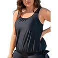 thumbnail image 3 of Charmo Plus Size Tankini Tops for Womens Ruched Front Swim Tops Tummy Control Bathing Suit Tops Built-in Bra(No Bottom), 3 of 7