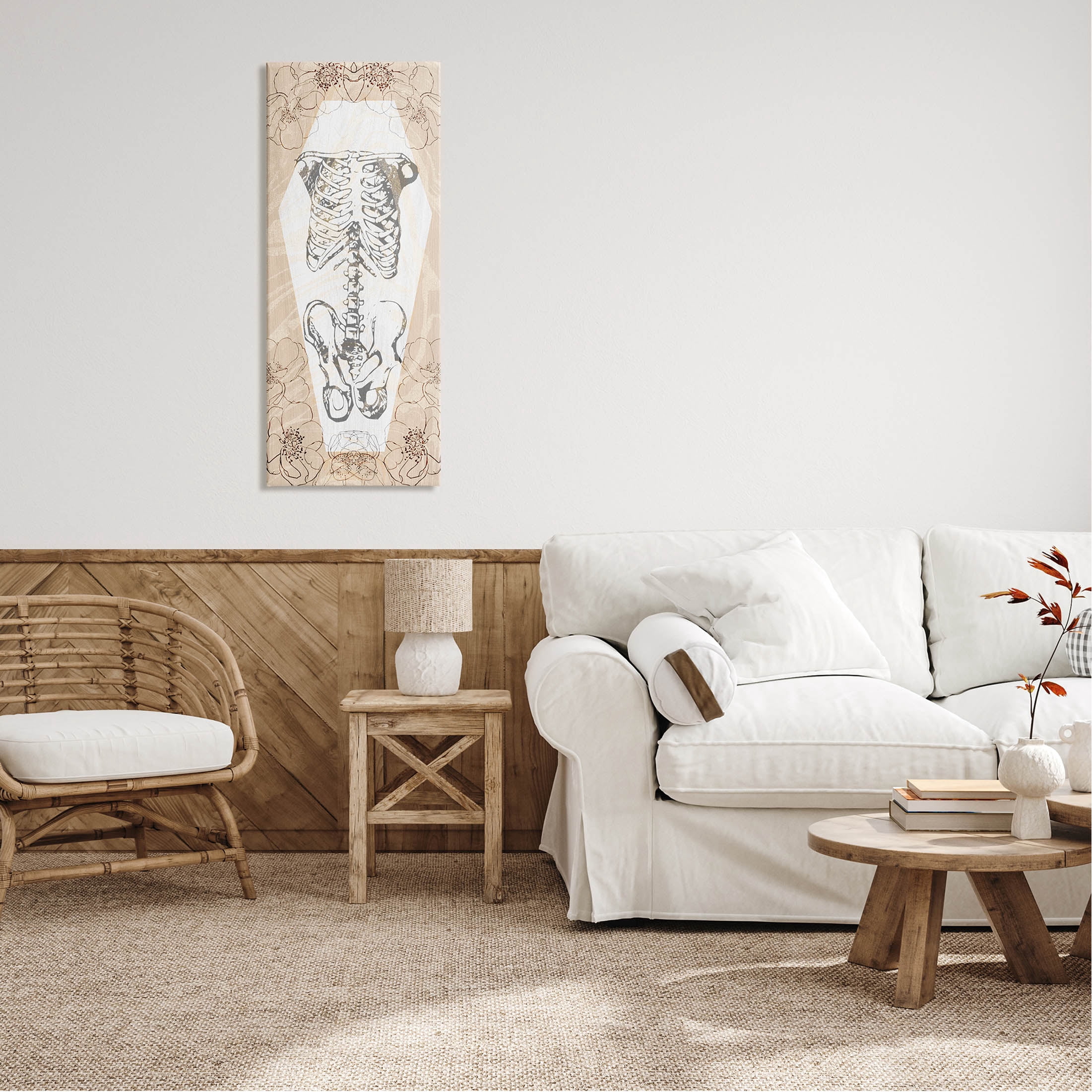 Stupell Industries Floral Skeleton Halloween Layered Graphic Art Gallery Wrapped Canvas Print Wall Art, Design by Lil' Rue