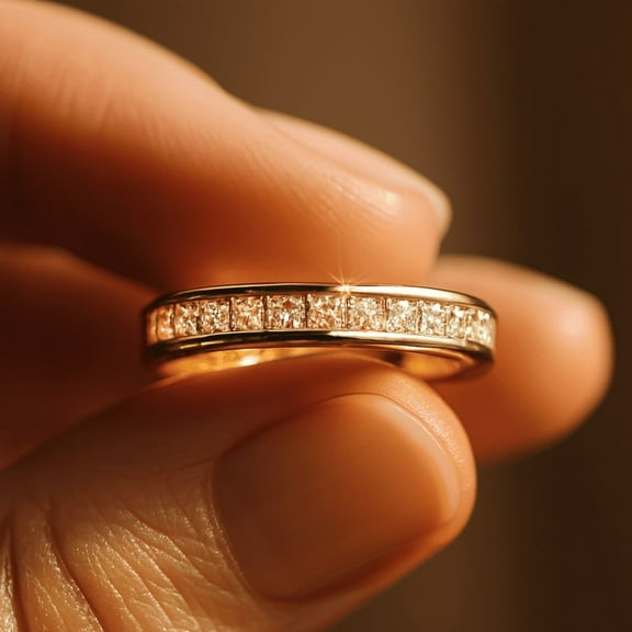 1 CT Princess Half Eternity Ring Platinum Plated Silver Band Wedding Anniversary Gift Ring for Women