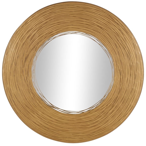 DecMode 35" x 35" Gold Abstract Wall Mirror with Overlapping Wire Rings