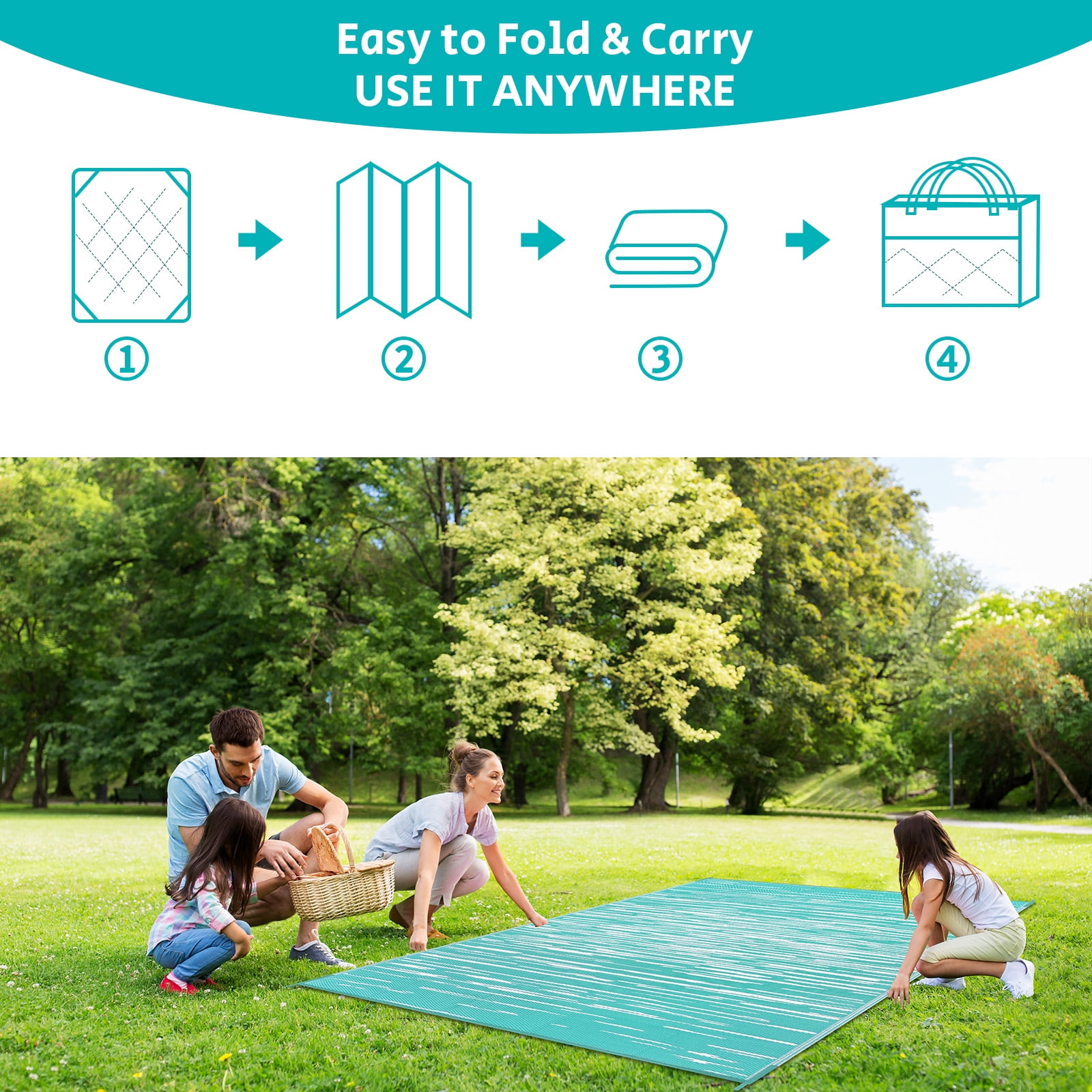 Ileading Outdoor Rugs 8'x10' for Patios Clearance Waterproof Patio Rugs Reversible Mats Plastic Straw Rug Large Outside Area Rug Door Mat for RV,Patio,Backyard,Deck,Beach,Trailer,Camping
