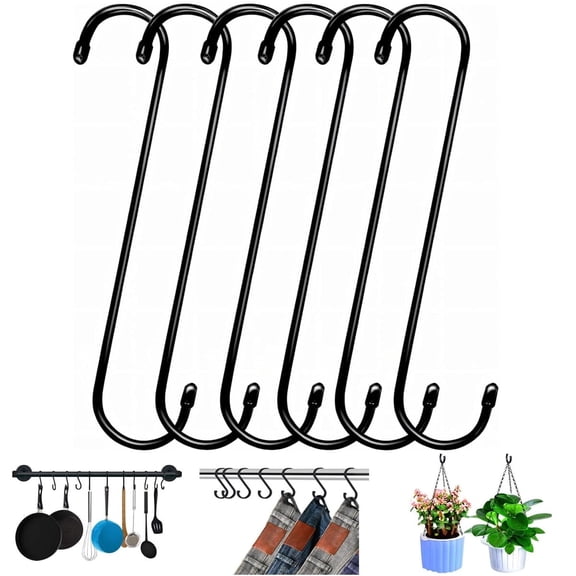 Tutuviw 6 Pack 12 inch Plant Hooks for Hanging, Metal Large S Hooks, Heavy Duty Long Hooks for Tree Branch, Utensils,Flower Basket, Garden Pergola Pots Plants, Patio, Indoor Outdoor Uses
