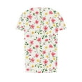 thumbnail image 4 of Youyipin Womens Tops Plus Size Tops White Floral Boho Printed Kimono Sleeve Scoop Neck Top Short Sleeve Shirts For Women, 4 of 5
