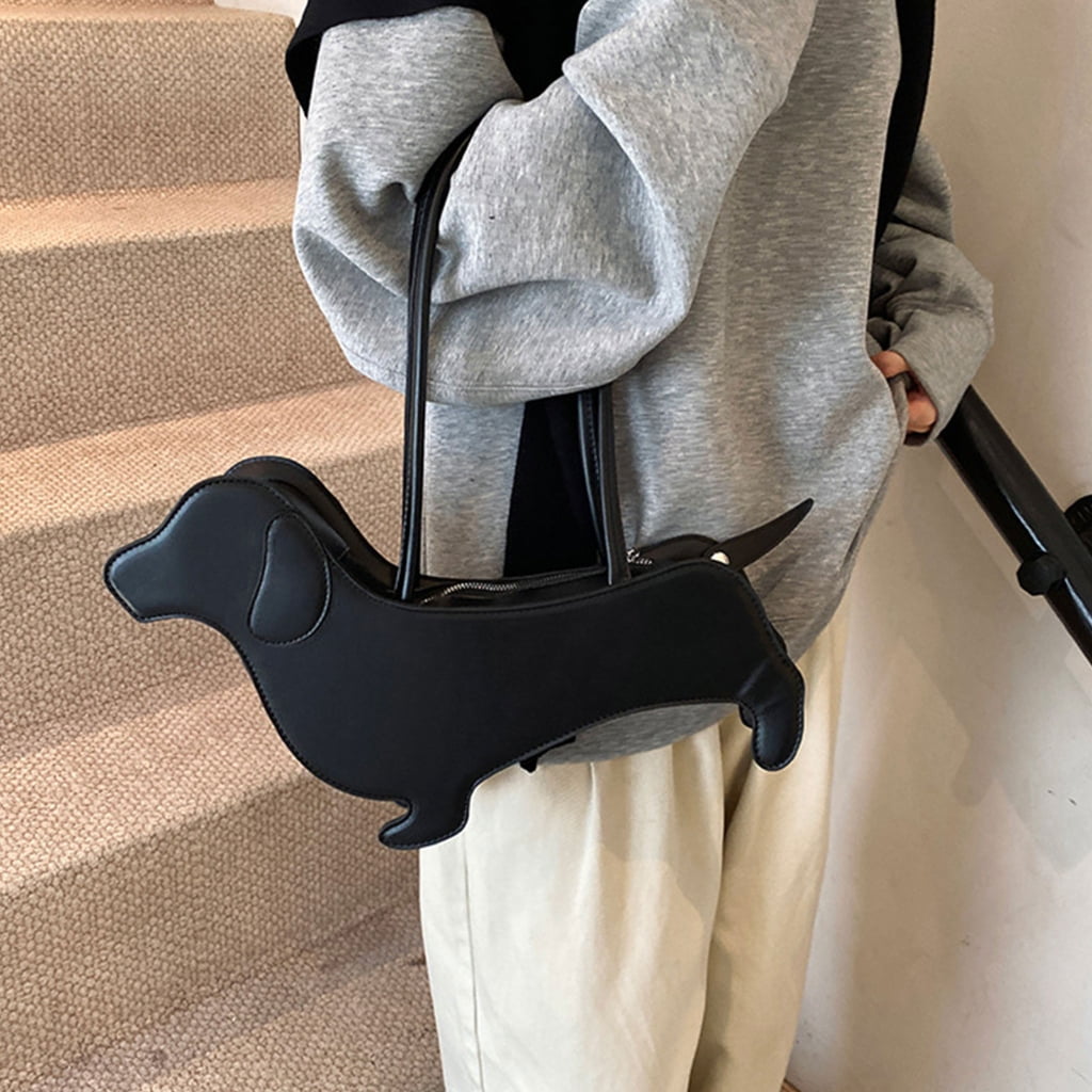 Necvior Unique Dachshund Designs Shoulder Bag PU Handbag Underarm Purse for Lady