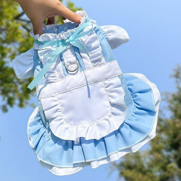 Maid Outfit Cute Dress Small Dog Lace Skirt Cat Clothes Spring Summer Bowknot Hat Chihuahua Yorkshire Princess Skirt Poodle Coat
