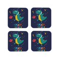 thumbnail image 2 of Balery 4 Pcs Dinosau Space Explorerleather Coasters Set, Drink Table Cup Coasters For Living Room Kitchen Coffee Decor, 2 of 9