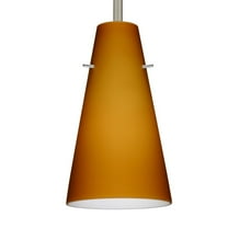 1TT-412480-LED-SN-Besa Lighting-Cierro - 1 Light Stem Pendant In Contemporary Style-9.38 Inches Tall and 5.74 Inches Wide-Satin Nickel Finish-Amber
