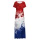 thumbnail image 2 of Vestido de Manga Corta para Mujeres Sexy Impreso Cuello en V Vestido Largo Delgado, Moda de las Señoras para la Primavera Y el Verano, 2 of 4
