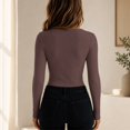 thumbnail image 6 of Kamentoy Women Long Sleeve Ribbed Fitted Sweaters Top | Soft Knitted Lightweight, Slim V Neck Shirts, Going Out Work Office Tops, Winter Layer Clothes, 6 of 6