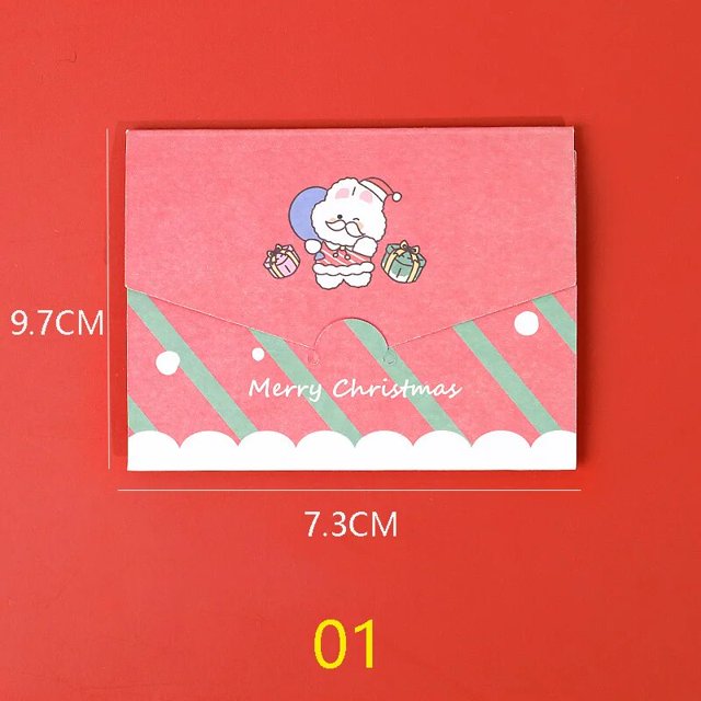 Tarjeta de felicitación de dibujos animados de la serie de Navidad, sobre De Cumpleaños Diy, tarjeta pequeña plegable, tarjeta de mensaje de vacaciones de Navidad, 5/10 piezas