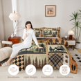 thumbnail image 3 of Castle Fairy Rustic Wood Patchwork Deer Full Size Comforter Sets 3-Piece,Pine Cone Paw Plaid Birch Bedding Comforter Set,Tan Cream Brown,Black Reversible,1 Comforter and 2 Pillowcases, 3 of 6