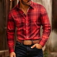 thumbnail image 2 of Men's Plaid Printed Long Sleeve Shirt Business Casual Button Down Turndown Collar Shirts Fashion Slim Fit Dress Shirts for Men, 2 of 8