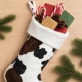 thumbnail image 5 of Cow Print Christmas Hanging Stocking Gift Bag with Bow, Random Printed Pattern Fireplace Storage Pouch, Soft Fabric Ornament for Xmas Tree Mantel Home Holiday Decor, 5 of 8