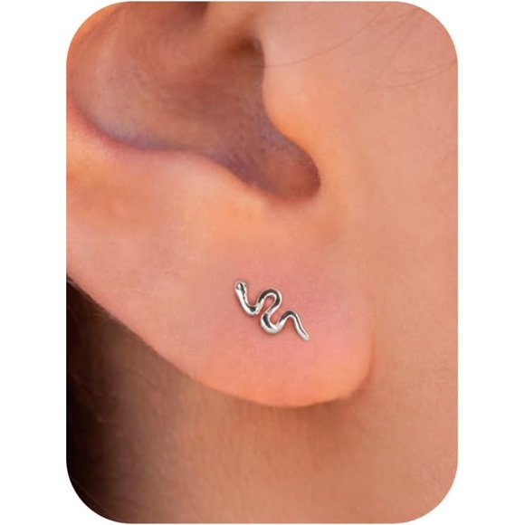 shiyou-Stud Earrings-14K Gold/White Gold Plated Earrings Stacks Bow Snake Butterfly Tiny Stud Earrings Set Cartilage Earrings Earrings for Women