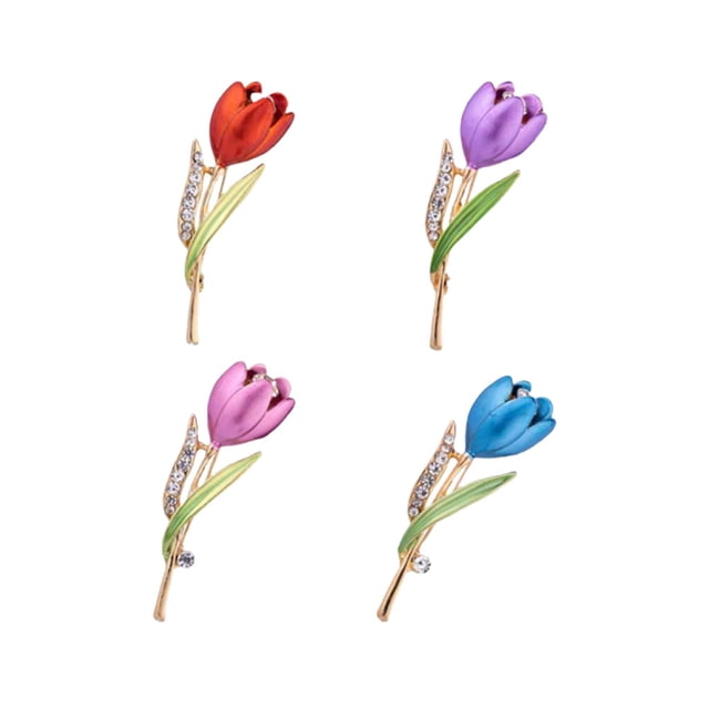 4 piezas broche en forma de tulipán broches creativos para mujer broche único broche accesorios de vestuario decoración pequeño regalo para banquete de fiesta (color mezclado)