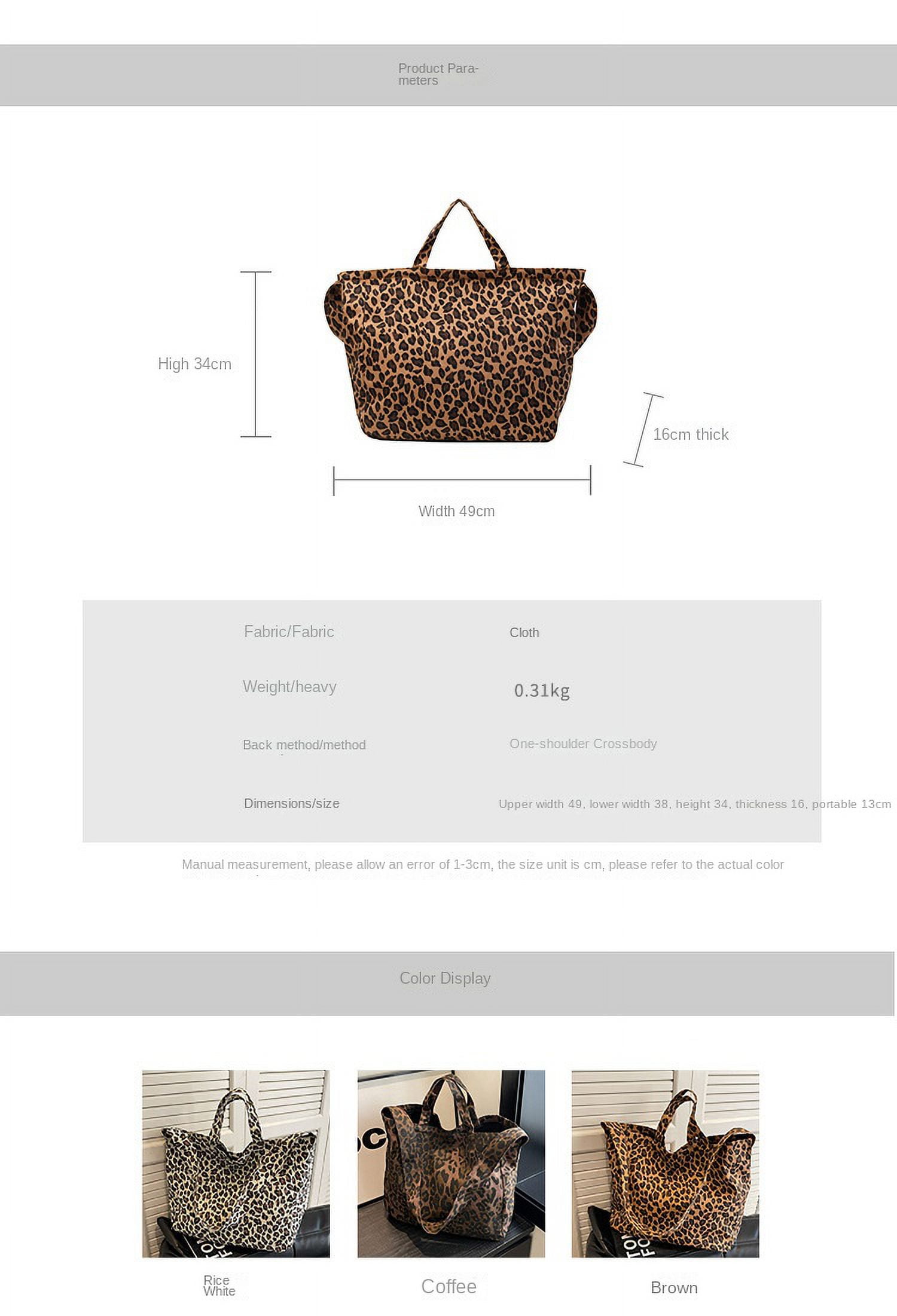 Xiaocao8 Leopard Print Crossbody Bag for Women Large Capacity Tote Bags Shoulder Bags with Zipper, Beige