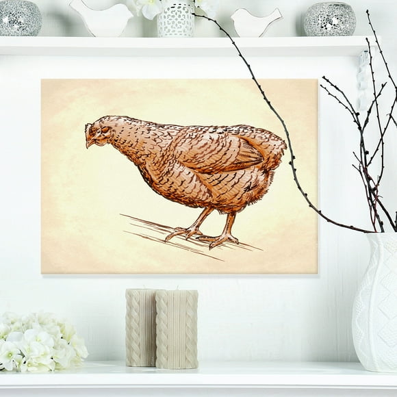 Design Art - Mère Poule en Grave Dessin à l'Encre