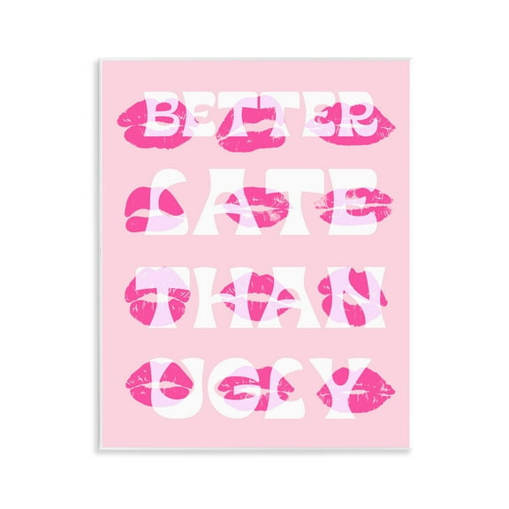 Stupell Industries Better Late Than Ugly Beauty & Fashion Painting Unframed Art Print Wall Art, 11 x 14