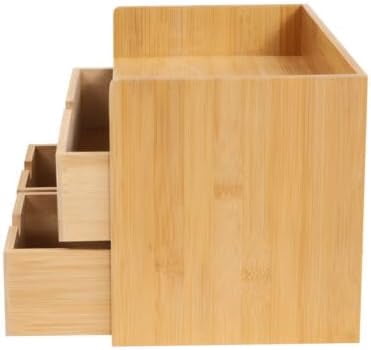 Desk Organizer Bamboo Tabletop Storage Organization Box For Office Home Supplies Small Desktop Simple Design Fit Vanity Mini Raw Wood Color Drawer Craft Cosmetic Letter Mail Sorter