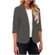 thumbnail image 1 of Blazer de moda para mujer, blusas de color liso, manga larga, cuello en V, chaqueta de traje informal, blusa de poliéster para mujer, 1 of 6