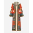 thumbnail image 6 of 2026 New Women's Cotton-Linen Printed Long Dress with Suit Collar, 6 of 6