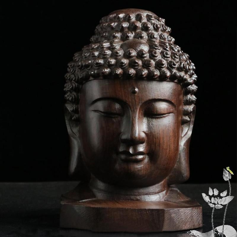 6CM High Chinese Mahogany Shakyamuni Amitabha Buddha Tathagata Head Statue Kit 