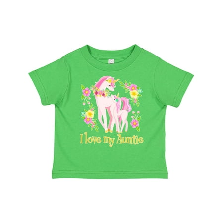 

Inktastic I Love My Auntie Unicorn with Pink and Yellow Flowers Gift Toddler Boy or Toddler Girl T-Shirt
