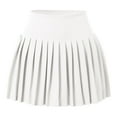 thumbnail image 3 of Dpytoraw Pleated Tennis Skirt For Women With Shorts Athletic Skort Workout Running Sports Skirts Skorts With Pockets Stretchy Denim Skirt with Pockets White, 3 of 4