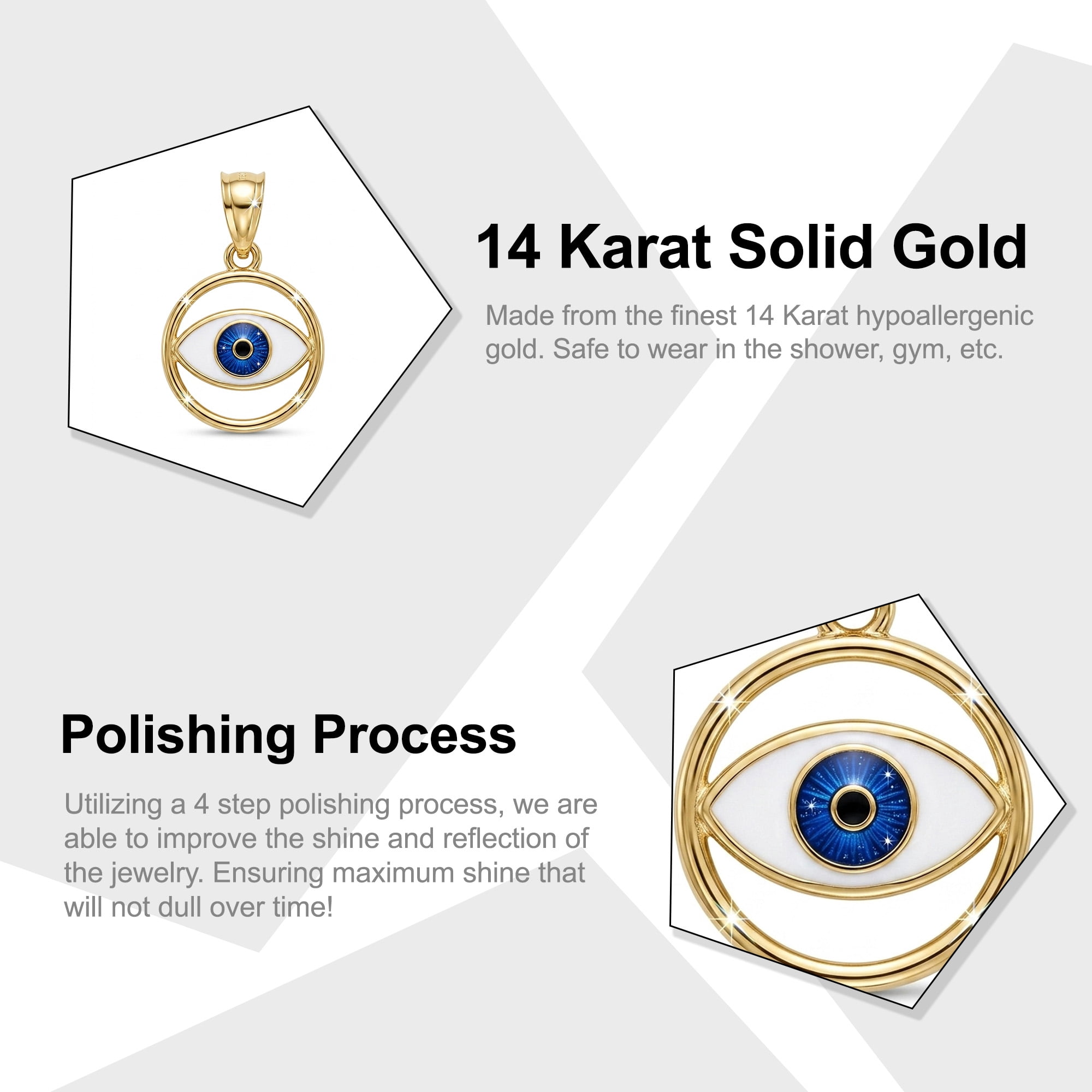 Charm America - Gold Evil Eye Charm - 10 Karat Solid Gold