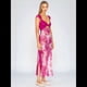 thumbnail image 5 of Vestidos Largos de Verano Y2K con Encaje, Retazos, , Estampado Floral, Escote Corazón, Espalda Descubierta y Abertura para Mujer Rosa Roja S, 5 of 7
