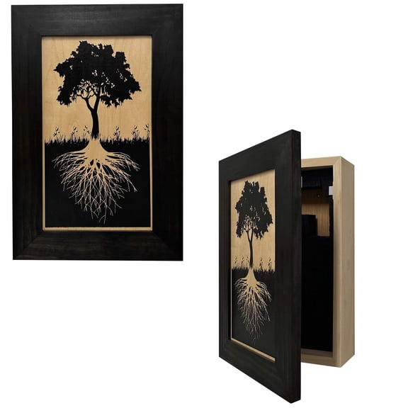 Bellewood Designs Hidden Gun Storage Tree Roots Silhouette Concealment Shelf