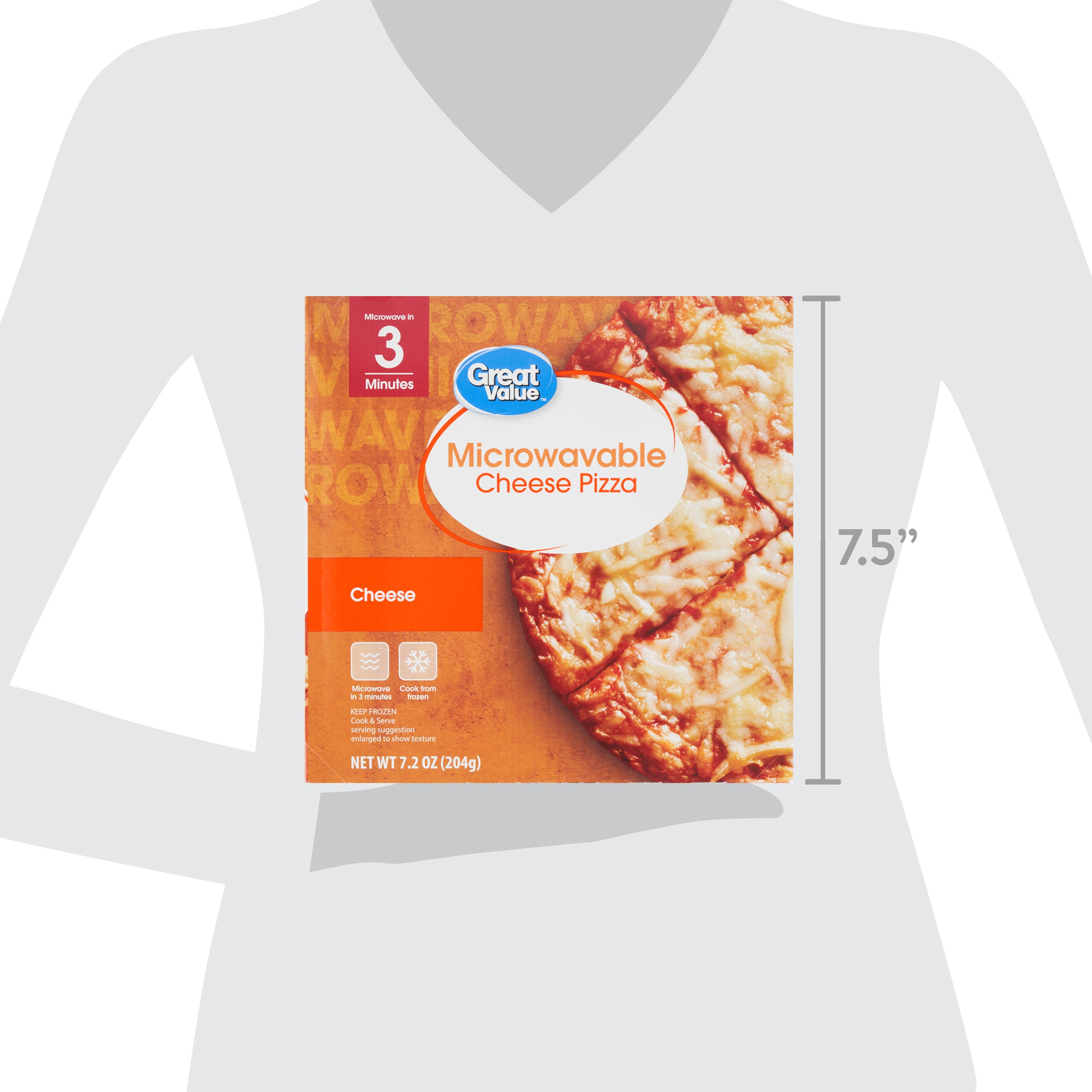Great Value Microwavable Thin Crust Cheese Pizza, 7.2 oz (Frozen)
