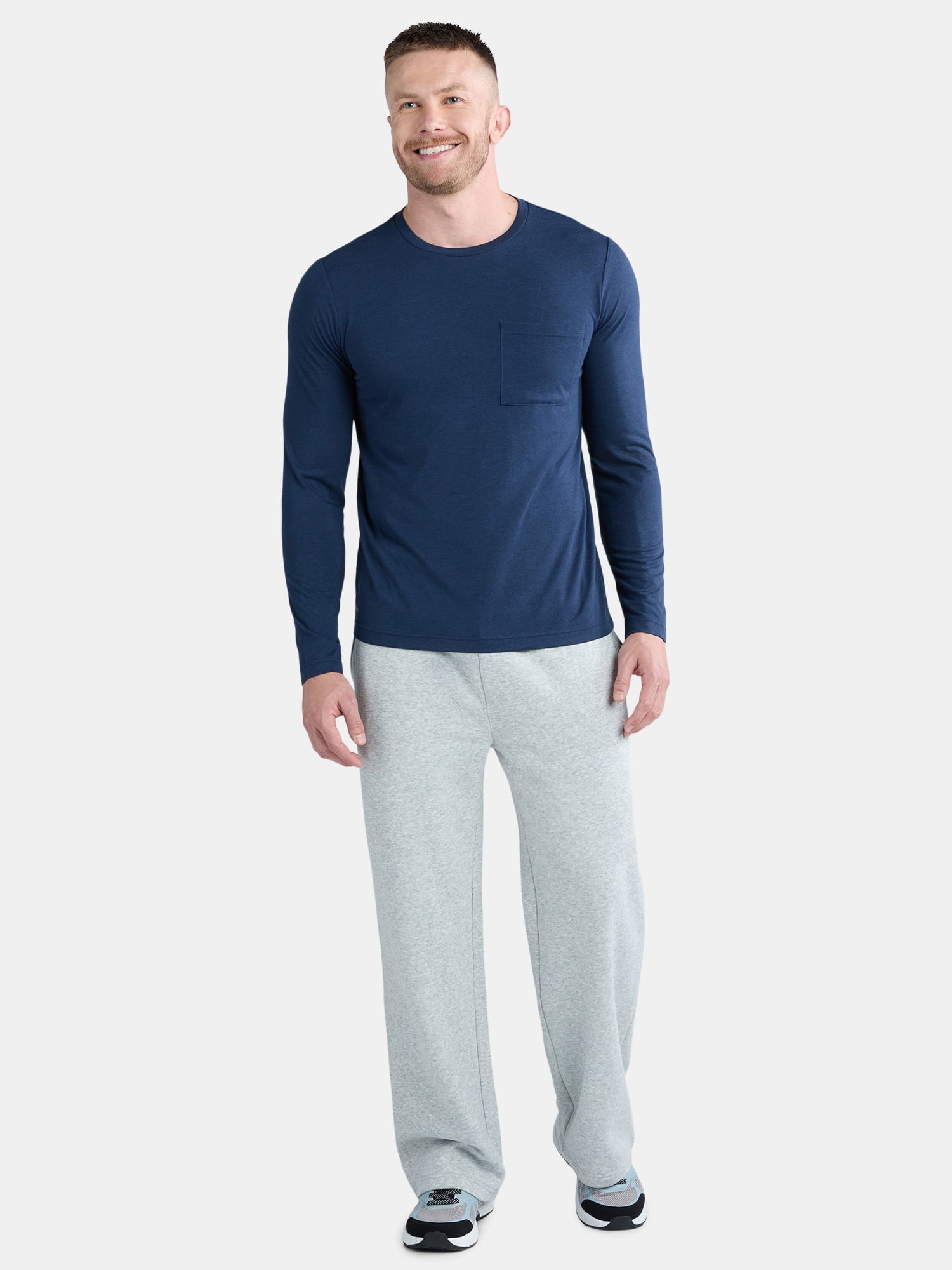 Athletic Works Men's and Big Men's Tri Blend Long Sleeve Pocket Tee, Sizes XS-5XL