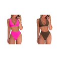 thumbnail image 1 of (2-Pack) Rinsvye Womens High Waisted Thong Plus Size Bathing Suits for Women Shorts Bikini Sets Brazilian Leopard Bathing Suits for Women Plus Triangle Top Deep V Neck Two Piece Swimsuit Bathin, 1 of 7