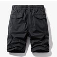 thumbnail image 4 of Multi Pockets Cargo Shorts for Men Single Button Elastic Waist Straight Leg Solid Work Hiking Outdoor Short Pants Black,S, 4 of 5
