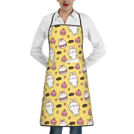 

Pofeuu Rabbit Hunger Print Aprons with Pockets Cute Aprons for Kitchen Cooking Server Barber Chef Apron
