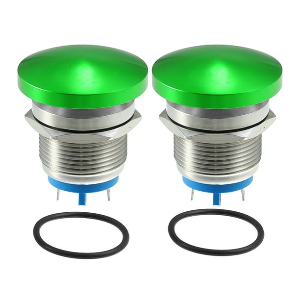 Momentáneo Pulsador Botón Interruptor para Coche 16mm 3A 250V Verde (Juego de 2)