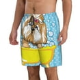 thumbnail image 2 of KLL Dog Takes a Bath in the Bathtub Men's Casual Summer Beach Shorts Hawaiian Shorts with Pockets-Medium, 2 of 5