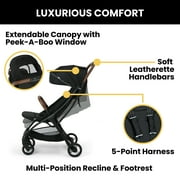 Jeep Altitude Compact Travel Stroller by Delta Children – Greenguard Gold Certified, Easy One Hand Fold, Lightweight, Extendable Canopy with Peek-a-Boo Window, 4 Wheel Suspension, Black