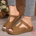 thumbnail image 6 of XUNKUSGA Summer Sandals Women Dressy Soft Arch Support Wedge Sandals for Women Classic Comfortable Casual Open Toe Hollow Out Beach Sandals,Brown, 6 of 10