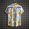 thumbnail image 2 of Camisas De Mezclilla Para Hombre Camisas de un solo pecho de primavera y verano para hombre, camisas de manga corta con estampado informal para playa y vacaciones al libre (Yellow, 3XL), 2 of 7