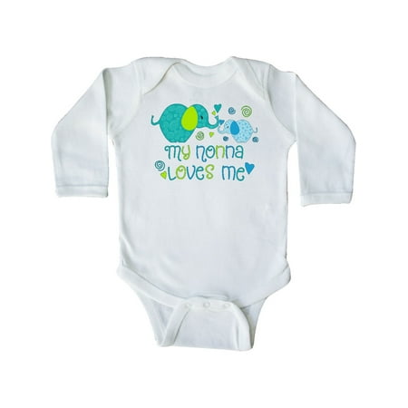 

Inktastic My Nonna Loves Me- cute elephants Gift Baby Boy or Baby Girl Long Sleeve Bodysuit