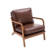 thumbnail image 2 of MOONMISS Leather Upholstery Mid Century Wood Frame Accent Armchair for Living Room-Brown, 2 of 5