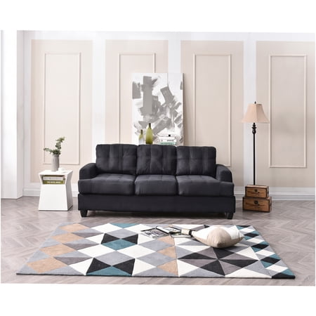 JERFIT 3-Seater Microfiber Sofa Couch for Living Room, Modern Transitional Design with Removable Back and Arms, Easy Assembly, Black