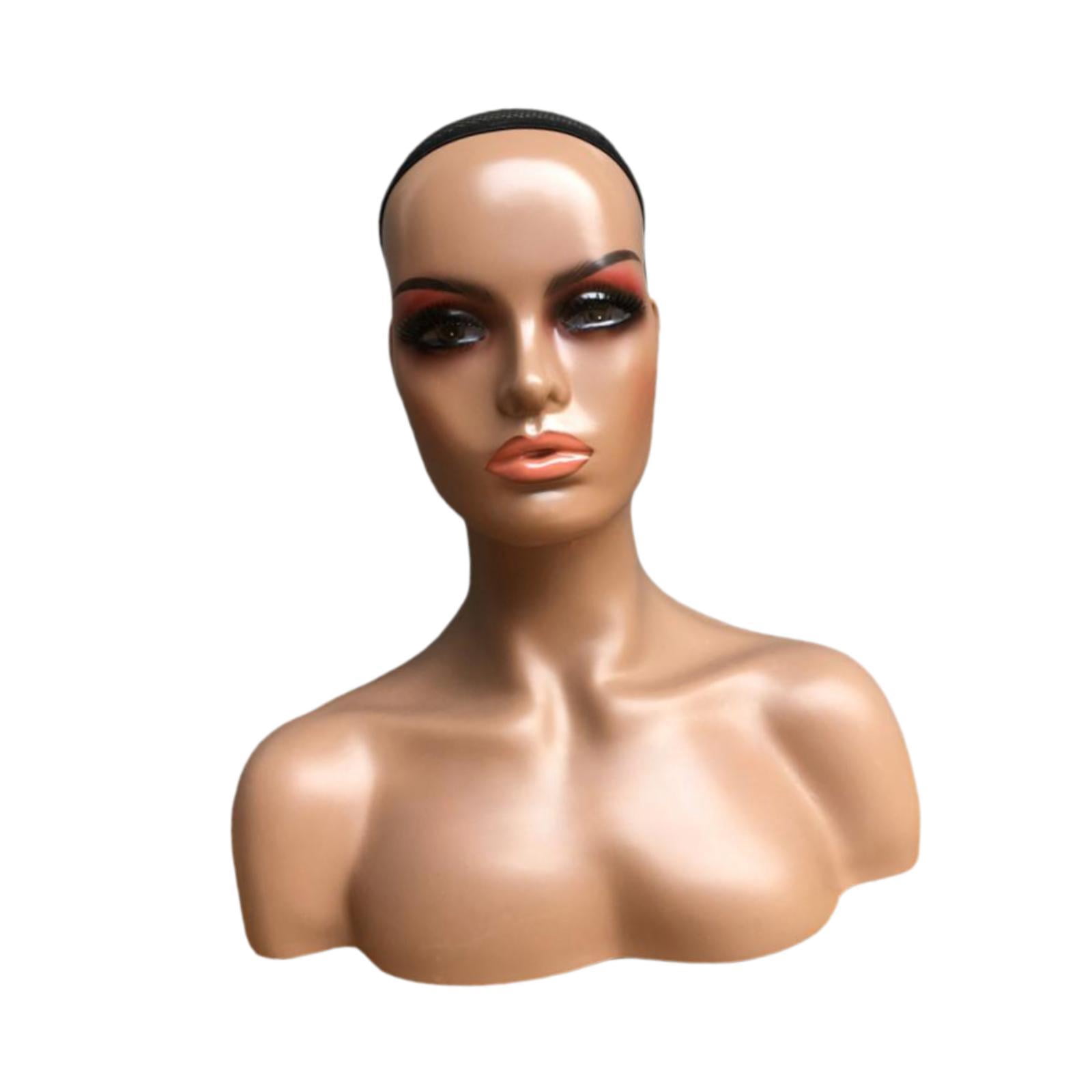 Serenable Female Mannequin Head Manikin Head Circumference 53cm Showing Stand Holder for Earrings Display Home