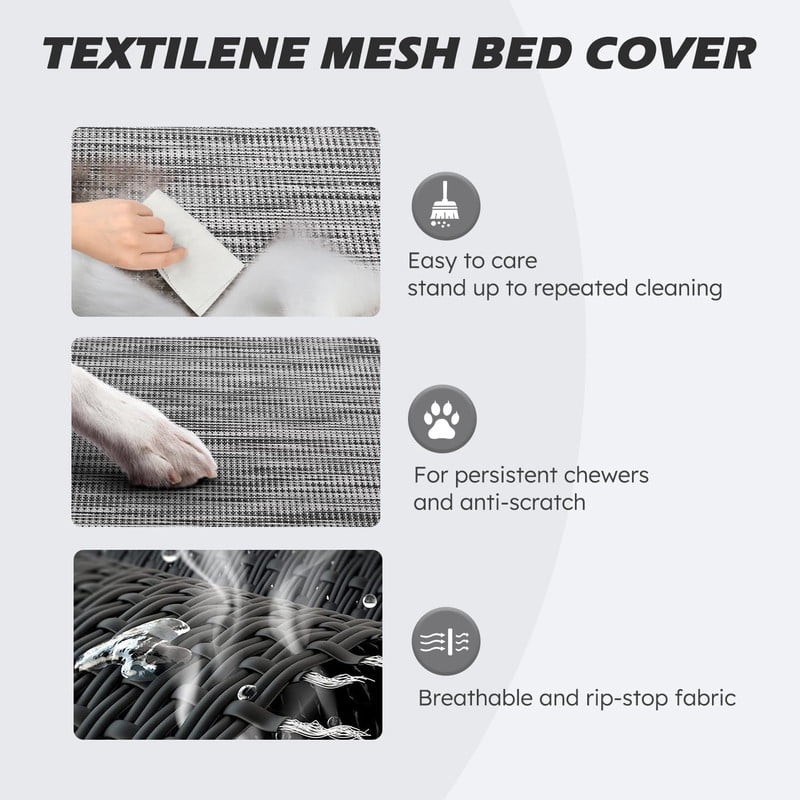 Elevated Dog Bed with Chew Proof Washable Breathable Mesh and Metal Frame, Portable No-Slip Feet for Outdoor or Indoor Use